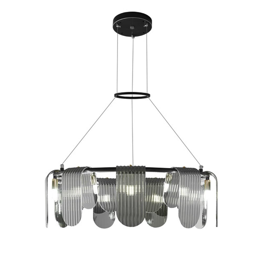 KXEcoLife Creative Italian style all brass chandelier, Scandinavian minimalist round for living room bedroom dining lamps and lanterns,Black,9 heads