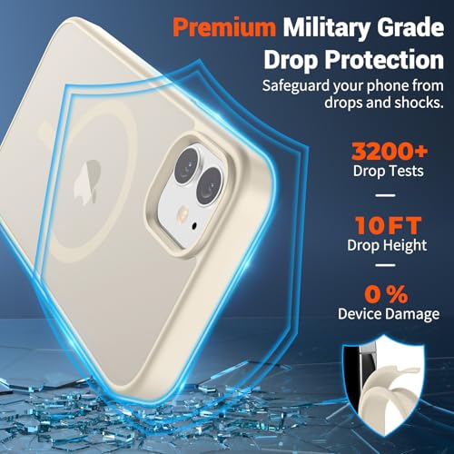 Image of SUPFINE Magnetic for iPhone 11 Phone Case (Compatible with MagSafe) (Military Grade Drop Protection) Slim Translucent Matte Shockproof with Anti-Fingerprint Phone Case,Antique White