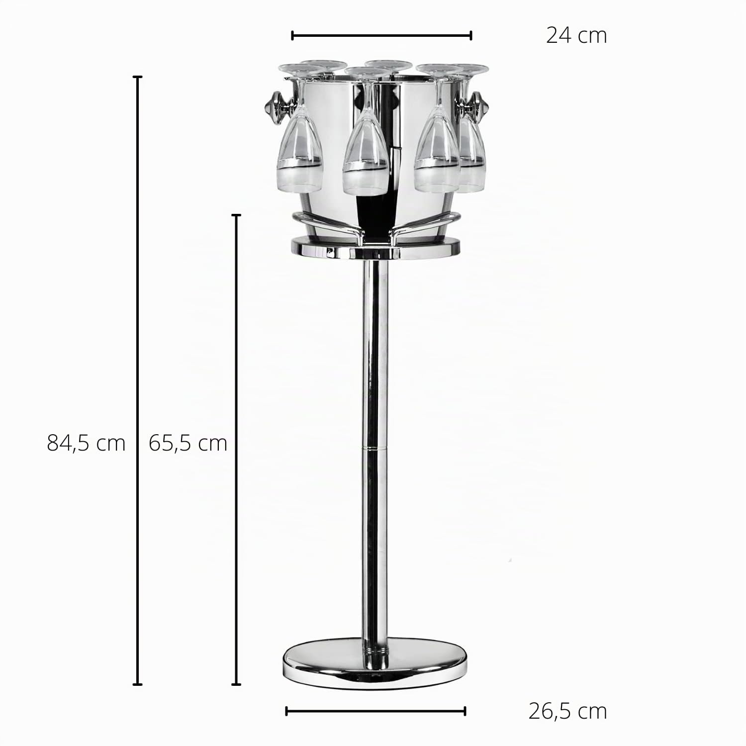 EDZARD Champanera Geneva (H 85 cm, Ø 23 cm), acero inoxidable, con soporte y asas, para 1 botella – enfriador de vino, enfriador de botellas, cubitera