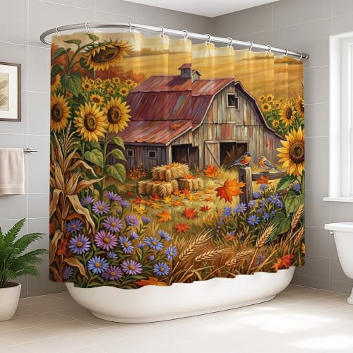Rideau de douche lavable grand format avec crochets inclus pour baignoire et douche d'angle