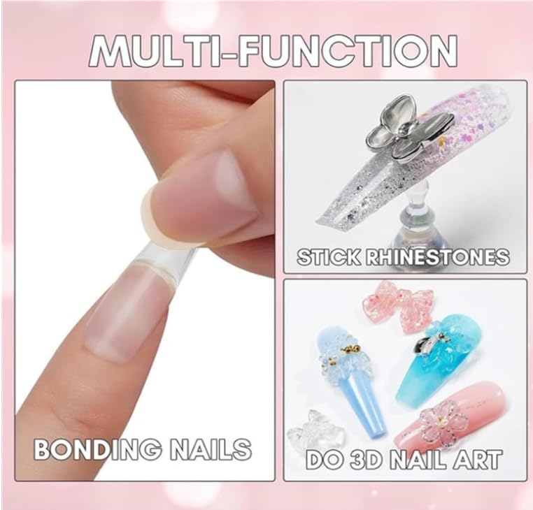 Vanccy Press on Nails Glue, Solid Nail Gel Glue for Press on Nails and Soft Gel Nail Tips, DIY Home Nail Glue for Press On, Super Strong Solid Nail Glue Gel Kit (5pcs)