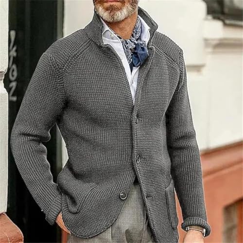 Mens European Fashion Solid Color Knit Sweater Casual Long Sleeve Streetwear Cardigan2