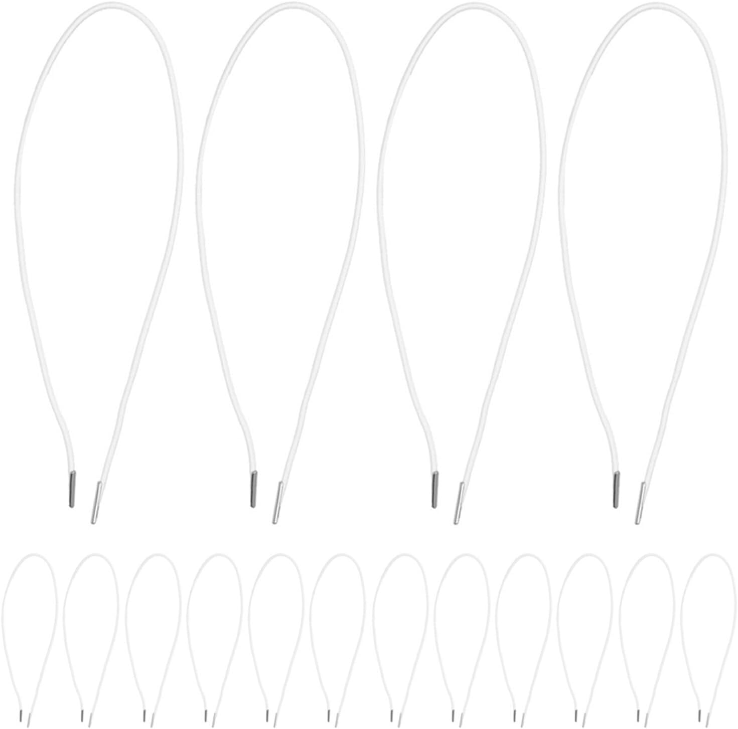 100pcs White Elastic Cord Stretch Bands with Barbs for Mask Making and Hat Fixing, 1.5mm Round Elastic Stretch Cord for DIY Crafts, Festival Decorations, and Sewing Supplies
