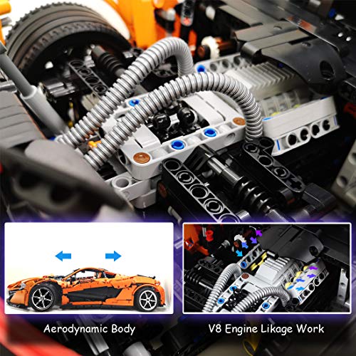 Nifeliz Sports Car P1 MOC Building Blocks and Engineering Toy, Adult Collectible Model Cars Kits to Build, 1:8 Scale Race Car Model (3307 Pieces) - Thumbnail 6