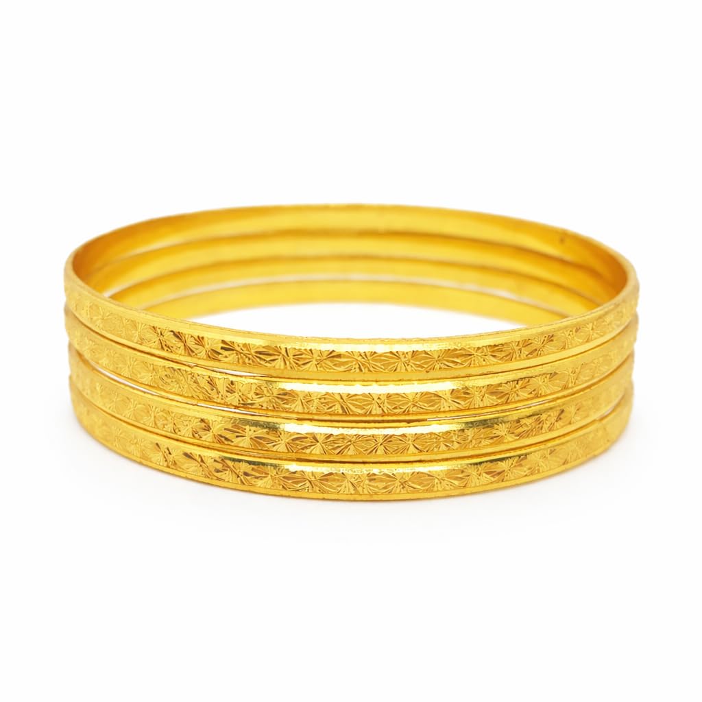 1 Gram Gold Plated Bangles Set for Women Pack of 4, One Gram Traditional Gold Bangles, Designer Ethnic Daily Wear Bangles-image-17
