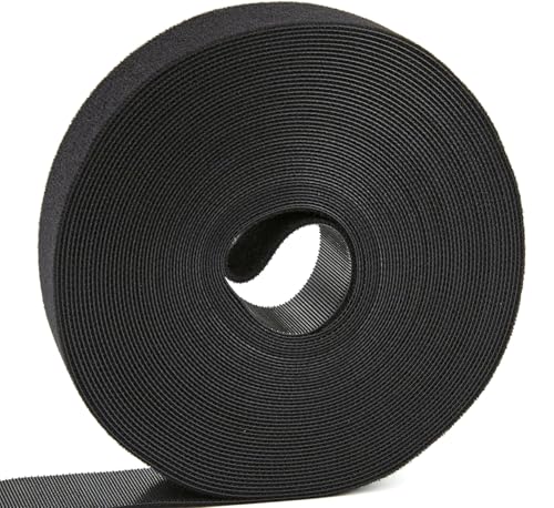 Image of Tangyinrd Double-Sided Hook and Loop Straps, Black Hook and Loop Roll Double-Sided Strips, Self-Gripping Straps for Home, Office, Data Center, Organizing DIY and More (3 /4in x 36ft)