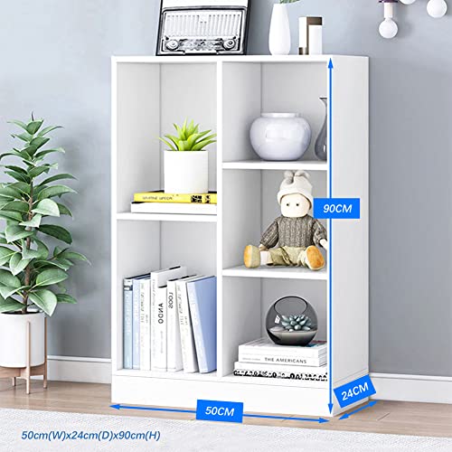 Image of IOTXY Open Shelf Low Bookcase - Wooden 3-Tier Cube Bookshelf, Warm White