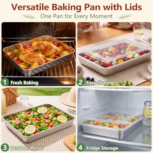 E-far Stainless Steel Baking Pan With Lid - Image 3