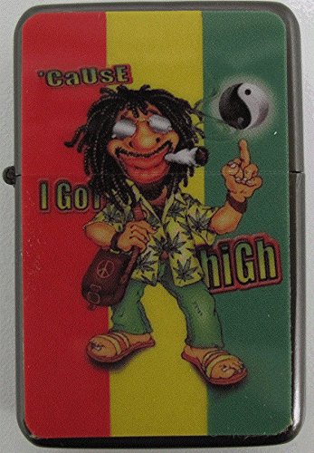 GANJA DUDE DESIGN PETROL LIGHTER IN GIFT TIN (Gun Metal Grey)