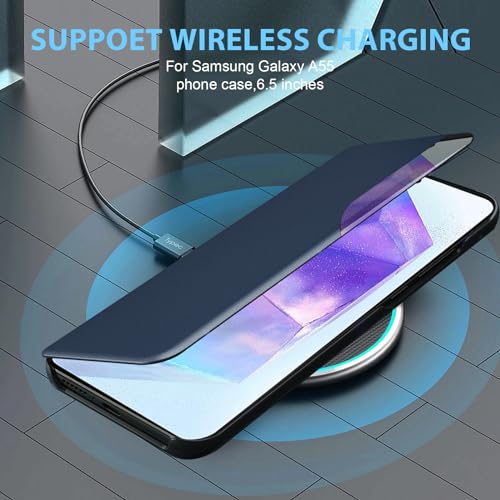 Étui en cuir bleu de qualité supérieure pour Galaxy A55 - 7