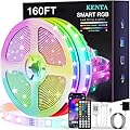 KENTA Led Lights for Bedroom 160ft (2 Rolls of 80ft) Music Sync Color Changing LED Strip Lights with App Control and Remote, 5050 RGB Led Lights for Room Home Party Bar Decoration