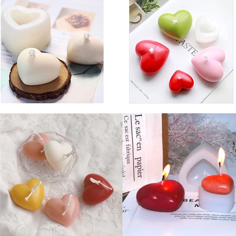 2 stampi in silicone a forma di cuore, per candela, in resina epossidica, per calcestruzzo, per candele, fai da te, in silicone, per cemento, per la casa, per resina, gesso, cemento, resina