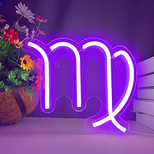 Image of The Zodiac Horoscope Neon Sign, Virgo LED Neon Signs for Wall Decor, Astrology Zodiac Horoscope Neon Lights Beautiful Spiritual, Birthday Party, Home Kids Room Decor Virgo