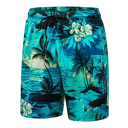EUOW Men's Swim Trunks Quick Dry Beach Bathing Suit Board Shorts Hawaiian Swimsuit with Mesh Lining and Pockets