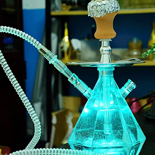 JYZT Shisha Set-Cube Square Acryl Shisha Shisha Kit,Shisha Schüssel +Kohlezange+Schlauch+Aschenbecher+LED-Licht… – Bild 3