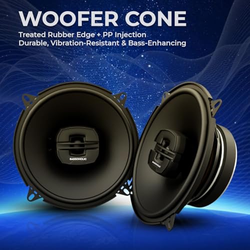 Image of BASSOHOLIC 4 inch (10.1cm) Two-Way Coaxial Car Speakers | Powerful 90dB Audio Output | 25mm Tweeter | 4 Ohm Impedance | Universal Car Fit | Premium Build Quality | High Bass Performance | 1-Year Warranty