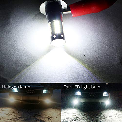 2Pcs H3 4014 High Power Chips 30Smd Bulbs Car Auto Led Headlight Fog Light Drving Light Replacement 800Lm With Lens Dc 12V (White) (2Xh3-4014-30-W) #TOP5