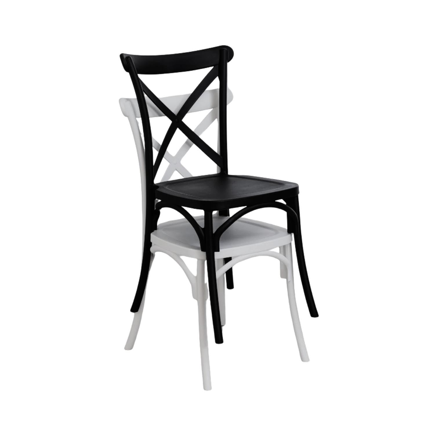 7H SEVEN HOUSE Silla para Catering Apilable Caroline, Resina, Negro, 45x40x87.5cm