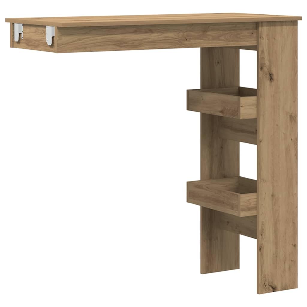 Mesa alta de madera de roble Artisan con 2 compartimentos de 102x45 cm 1
