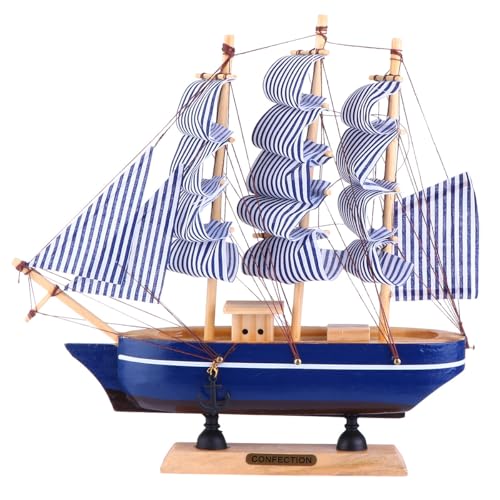 Cabilock Modelo de Barco de Vela de Madera 24 CM para Decoración del Hogar y Oficina Modelo Creativo de Barco de Madera para Escritorio y Sala Decoración Artesanal para Maquetas