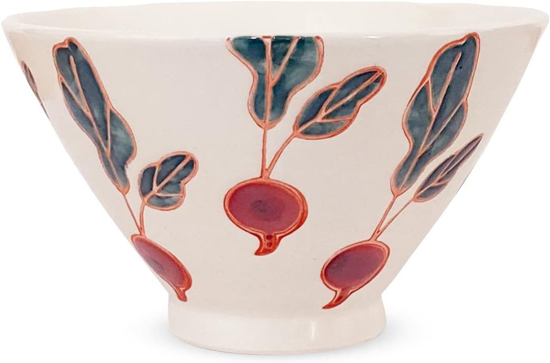 J-kitchens 180603 Sho~ Anti Rice Bowl, Radish, Fresh Art, Hasami Ware Made in Japan