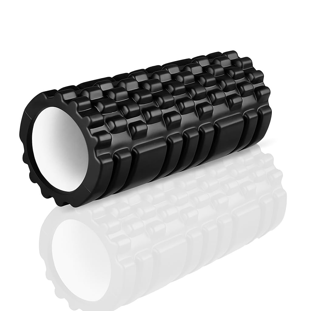 SYMKARD-EVA Foam Roller for Deep, Tissue Massage, Abs & Cardio home Workouts – Yoga roller, Muscle Recovery & Pain Relief Tool for Back, Legs, 32.8 cm Length, High-Density Grid Pattern, multicolour-image-21