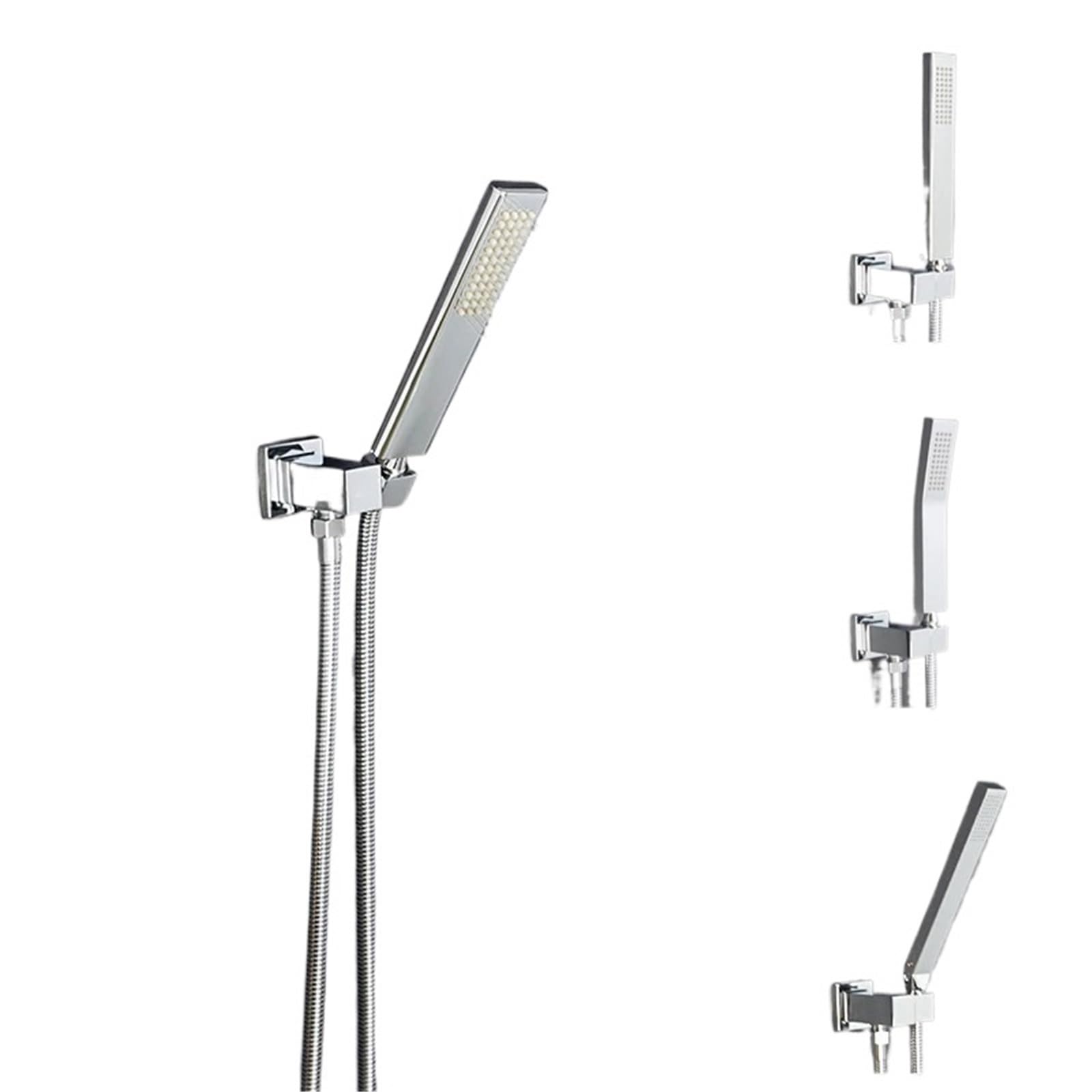 Cabezal de ducha de mano de latón pulido de repuesto contemporáneo, cuadrado, redondo, ovalado, para sistema de ducha de baño, juego de ducha G