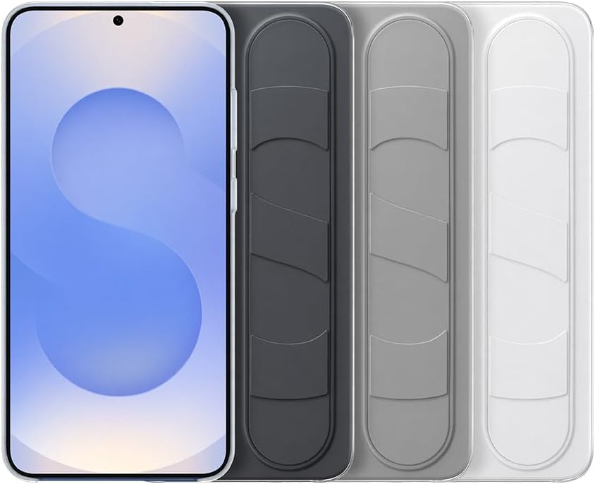 Samsung Galaxy S25+ Standing Grip Phone Case, Protective Cover, Soft Touch, Kickstand, Durable Design, International Version EF-GS936CWEGWW - (White)