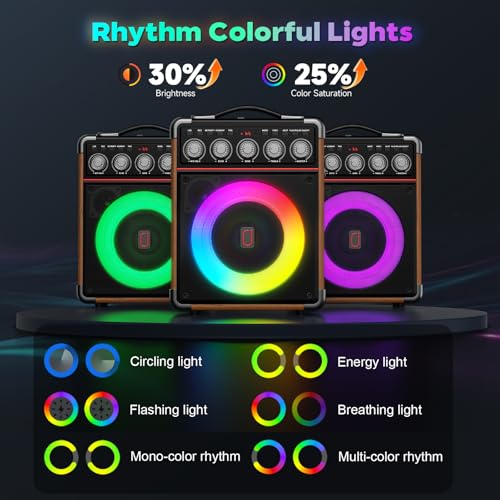 Image of Karaoke Machine for Adults with Bass /Treble /Echo Adjustment, 100W PA System | 2 Wireless Microphones, Bluetooth 5.3, Suitcase Design, 24H Playtime, TV Connection, TWS Stereo and Live Performance Support