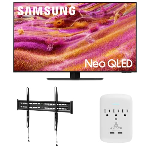 Samsung QN50QN90FAFXZA 50 Inch Neo QLED 4K QN90F Vision AI Smart TV with a Walts FIXED-MOUNT-43-90 Mount and Amber Protection 3-Outlet-Surge Surge Protector (2025)