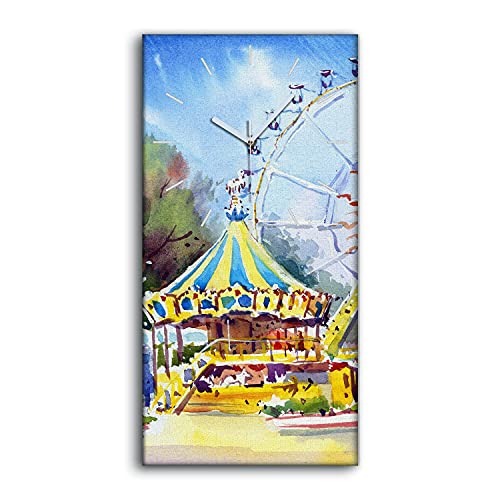 Horloge Toile Salon et Chambre Décoration Murale Image de Carrousel - 2