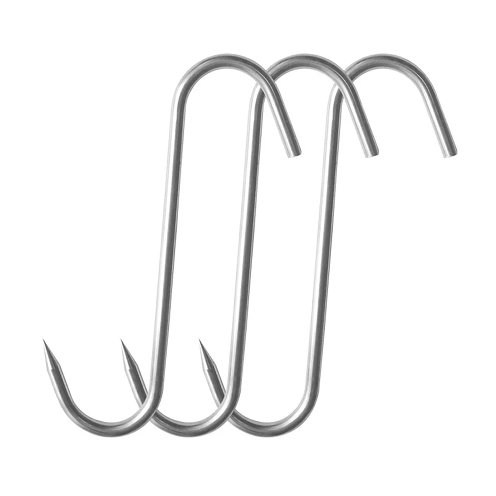 100 ganchos en forma de S acero inoxidable con punta afilada for colgar utensilios carne, ropa y carnicería, cocina repostería para Procesamiento de Carne(M15cm)