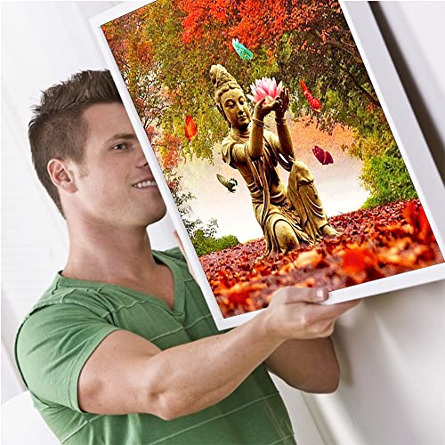 DCIDBEI Peinture Diamant Adulte Strass Carré 40x40 Square Diamond Painting Bouddha 5D Diamant Art Peinture par Nombre Kit Point Croix Diamant Bouddha et Lotus Fournitures Arts Artisanat Sticker – vue 8