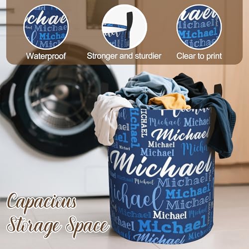 Image of Custom Name Laundry Hamper, Personalized Laundry Baskets with Name for Boys Girls Women Men, Customized Collapsible Dirty Clothes Hamper Easy Storage Gifts for Bedroom Bathroom Living Room