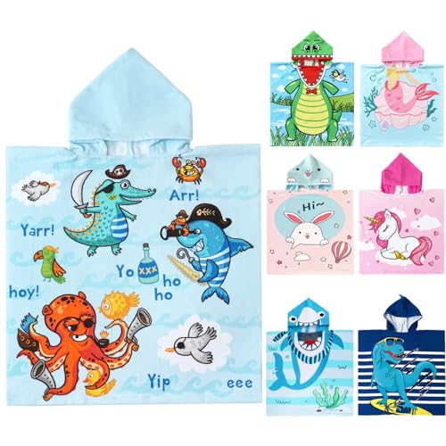 NovForth Kids Beach Towel for Boys Girls, Hooded Bath Towel Wrap, Toddler Pool Towel with Hood