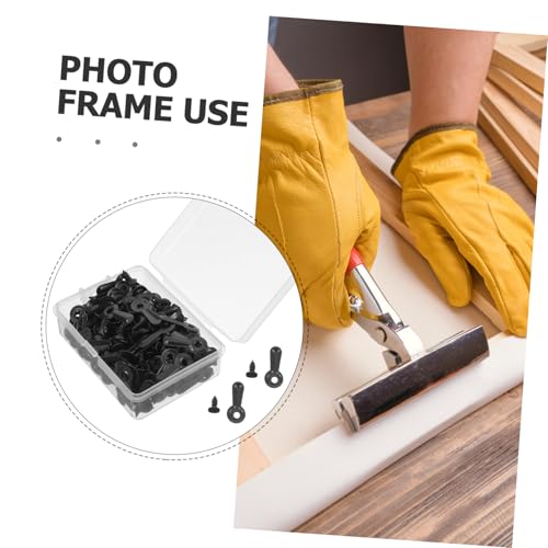 Image of 160pcs Picture Frame Backing Tabs Backing Clips Buckle Back Photo Frame Hardware Clips Flat Metal Turn Button with Screws for Pictures Hanging Artwork
