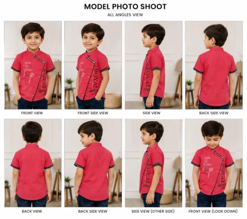 Image of NIVIK Printed Cotton T-Shirts. Stand Collar T-Shirt for Boys