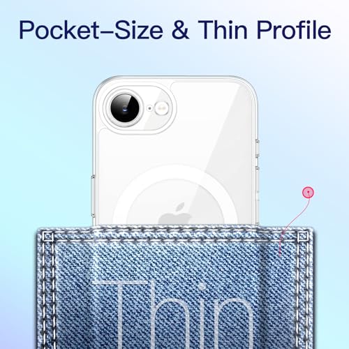 Image of JETech Magnetic Slim Cover Case for iPhone 17e (2026) / iPhone 16e Compatible with MagSafe, Camera Lens Full Protection, Ultra-Thin Lightweight Clear Minimalist Protective Phone Cover (Clear)