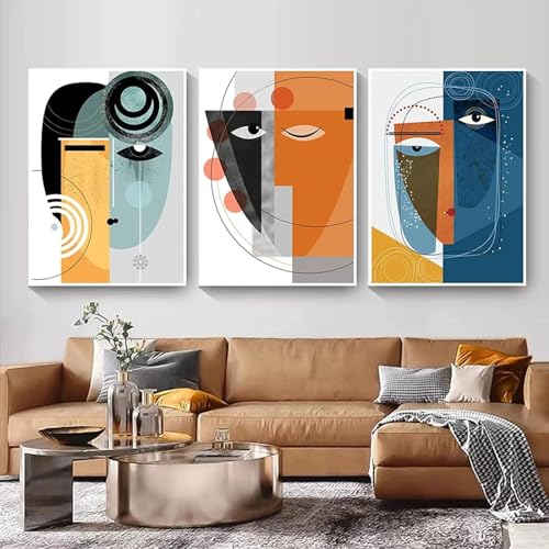 Images d'art mural design visage abstrait pour salon contemporain