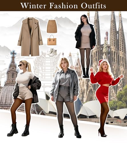 ciksob Fleece Lined Tights Women Winter Thermal Leggings Pantyhose Fake Translucent Hight Waist Thick Warm Sheer Stockings (Medium,Fake Translucent Black) - image 6