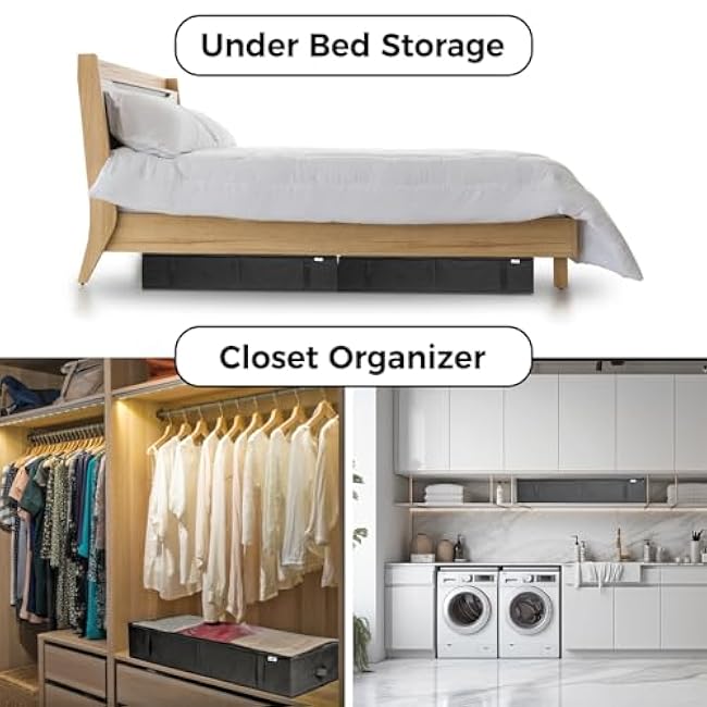 Closet Organizers and Storage - Maximize Space with Under Bed Storage Containers & Clothes Storage - Ideal Closet Organizer, Toy Storage Organizer & Underbed Storage (Grey, 4 Pack)