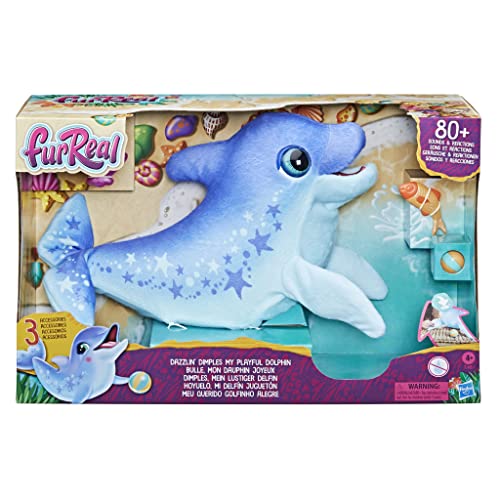 FurReal Hasbro Dimples, Mein lustiger Delfin, 80+ Geräusche und Reaktionen, interaktives Spielzeug, elektronisches Tierchen für Kinder ab 4 Jahren