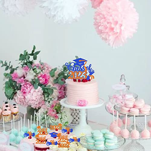 Rsstarxi 25 Pack Class Of 2023 Graduation Cupcake Toppers 2023 Graduation Cake Topper Glitter 2023 Grad Cap Diploma Cupcake Picks For 2023 Graduation Theme Party Cake Decorations Orange Blue #TOP4