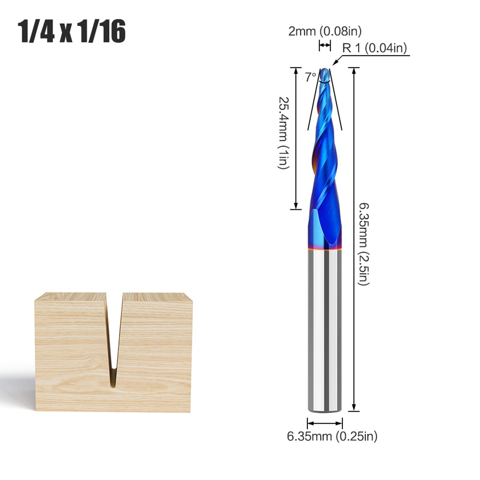 MACHSWON Straight Two Flute Router Cutter 1/4 Inch Shank,2mm Cut Diameter & 25.4mm Cut Length,Tungsten Carbide Tipped,Milling Cutter Straight Router Bit - Image 2