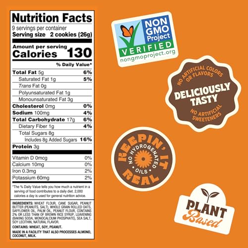 Image of Back to Nature Peanut Butter Creme Sandwich Cookies, Plant-Based, Non-GMO, Vegan Friendly, Made with Wheat Flour and Whole Grains, 8.25 oz Box (Pack of 3)