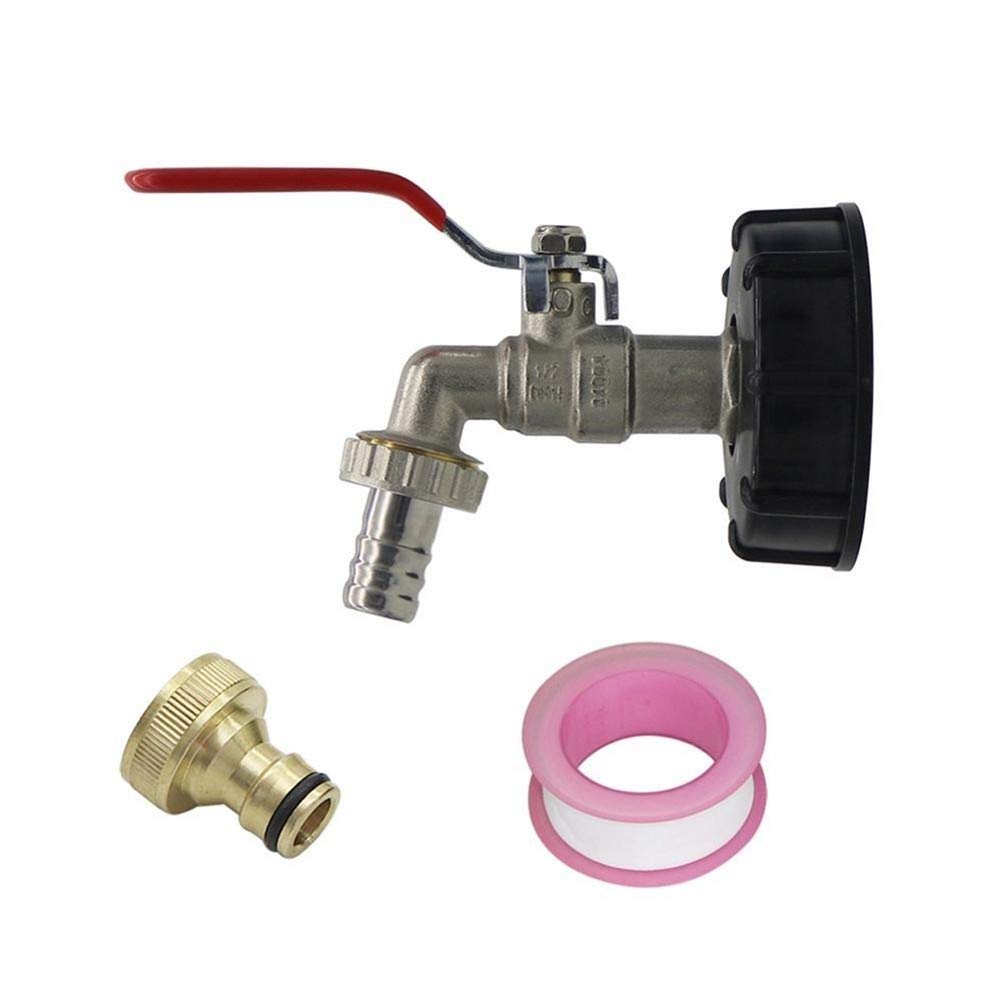 Złącza wody ogrodowej Adapter kranu spustowego 60 mm gwint żeński do 1/2 "gwint męski IBC zestaw adaptera zaworu zbiornika żelazny mosiężny kran (kolor: 1) (1)