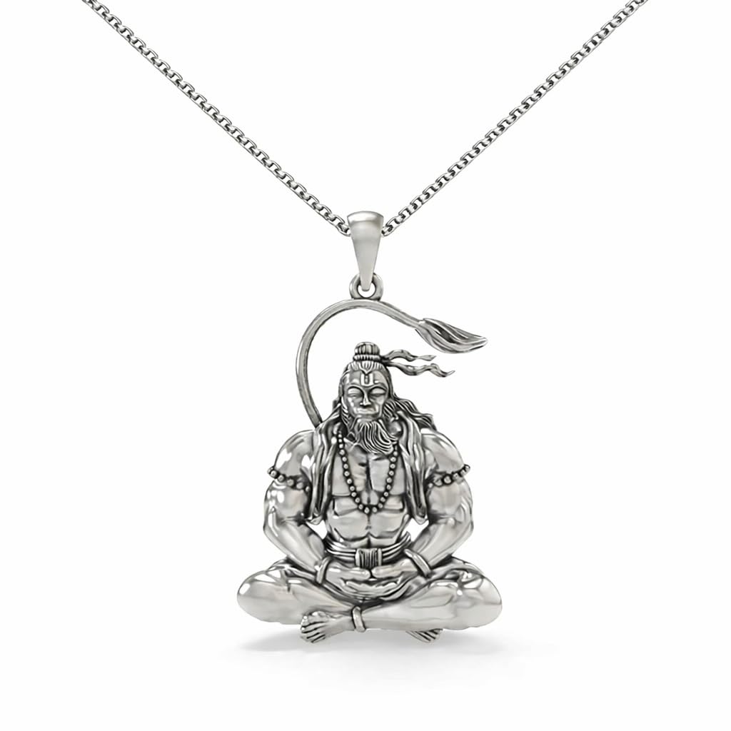 agarwalproduct Unisex Stainless Steel Hindu Lord Hanuman Locket Religious Pendant Necklace With Box Chain Spiritual Devotional Fashion Jewellery for Daily Use or Gift-picture-39