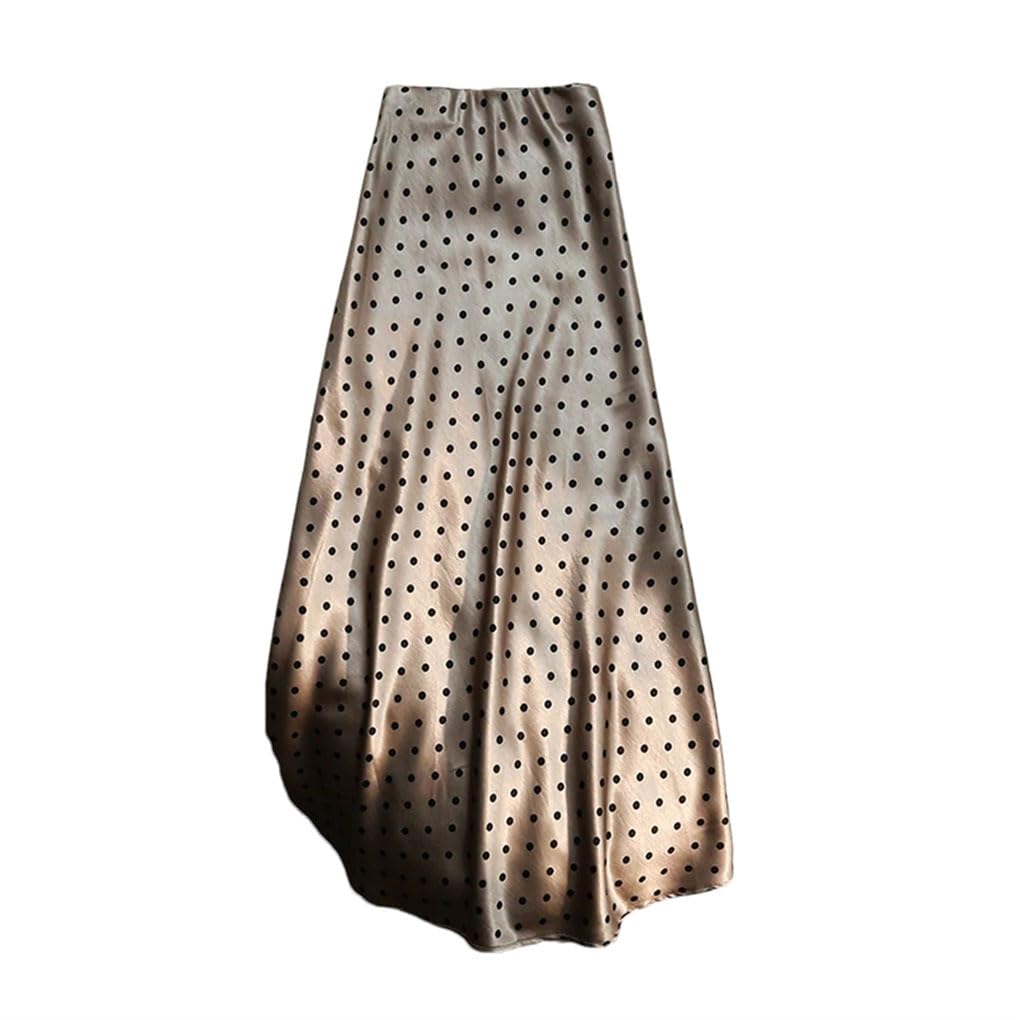 Jupes sirène vintage en satin à pois pour femmes, jupes mi-longues décontractées taille haute