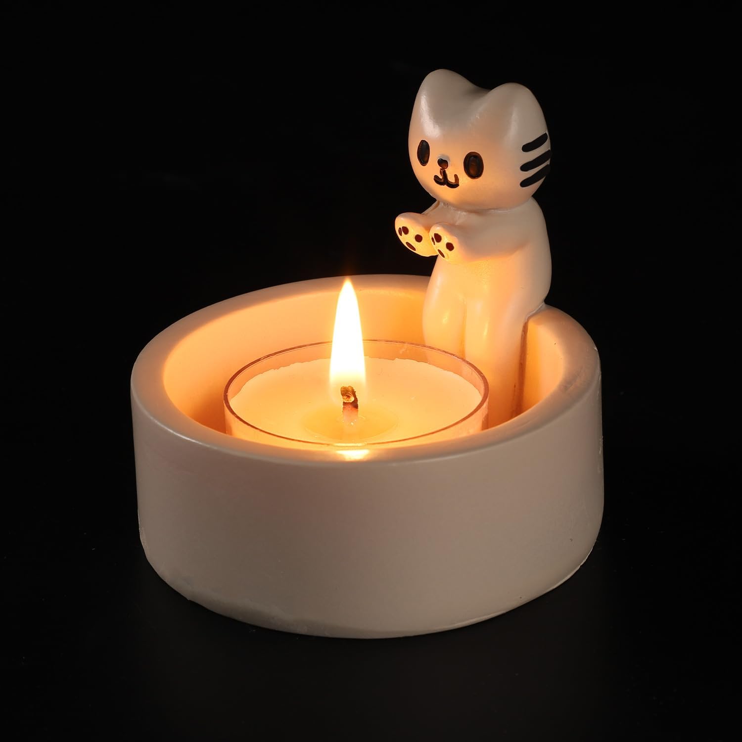 Cartoon Kitten Candle Holder & Scented Candle, Cat Warming