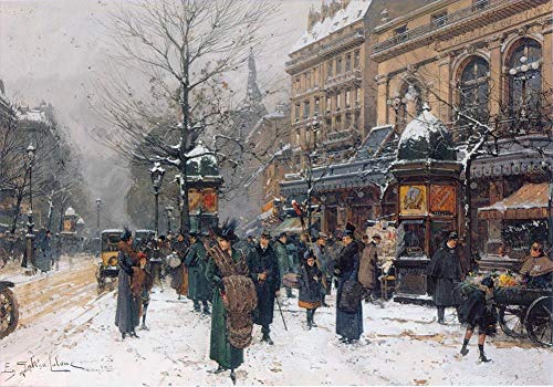 Peintures sur toile de scènes de ville hiver pour salon élégant